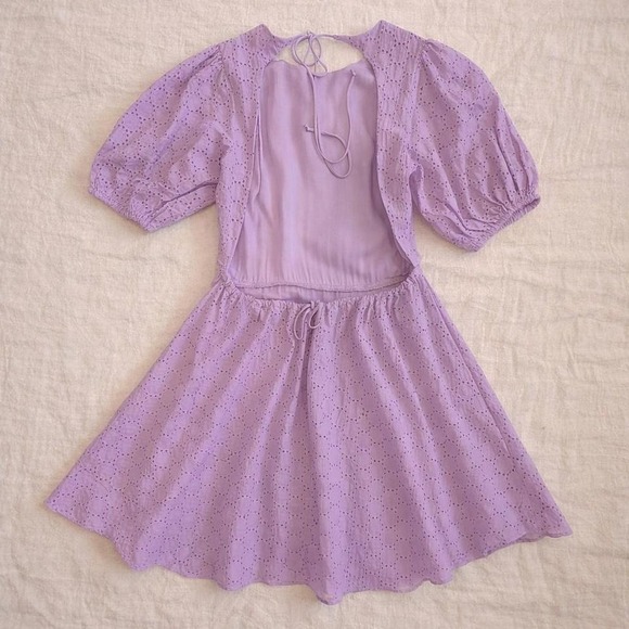 Olivaceous purple lavender mini dress with tie back detail. Size: S - Picture 8 of 8
